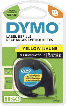 Tape dymo letratag 12mm plastique jaune