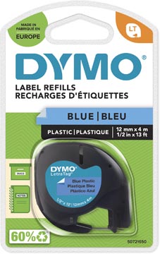 Tape dymo letratag plastique 12mm bleu