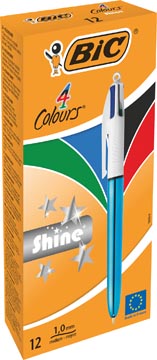 Balpen 4 kleuren shine medium bic