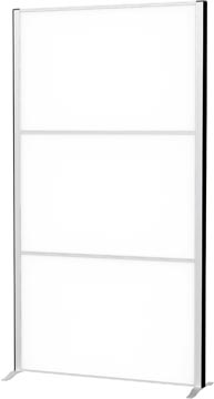 MAULconnecto scheidingswand, 3 x whiteboard, frame zilver, voet