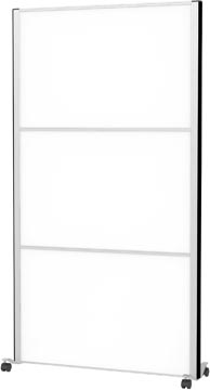MAULconnecto scheidingswand, 3 x whiteboard, frame zilver, mobiel
