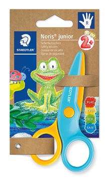 Staedtler ciseaux d'enfant Noris Junior, ft 10 cm, droitehandig, inox, jaune/bleu, blister de 1 pièce