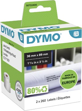 P.2 rouleau etiquettes 89 x 36 mm blanc