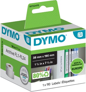 Rouleau 110 etiquettes 38 x 190 mm blanc dymo