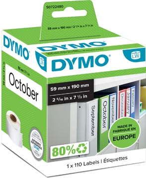 Rouleau 110 etiquettes 59 x 190 mm blanc dymo