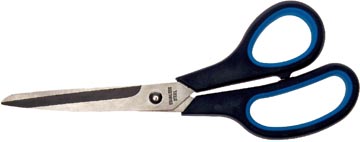 Bouhon ciseaux Softgrip, ft 19 cm, droite en gauche, bouts pointus, bleu/noir