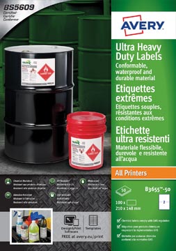 Avery Etiquettes Ultra Heavy Duty, ft 210 x 148 mm, blanc, paquet de 100 étiquettes