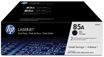 HP toner 85A, 1 600 pages, OEM CE285AD, noir, paquet de 2 pièces