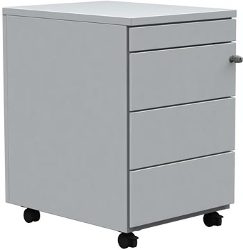 Caisson mobile, 3 tiroirs + tirette plumier, aluminium