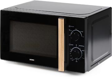 Domo microgolfoven, 25,5 cm, 20 l, zwart met houtlook afwerking