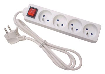 Contactdoos 4 stopcontacten en schakelaar snoer 1,5m