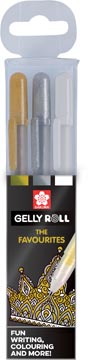 Sakura roller Gelly Roll Mix, étui de 3 pièces (or, argent et blanc)