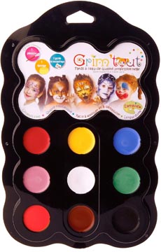 Grim'tout schminkpalet Carnaval, 9 kleuren