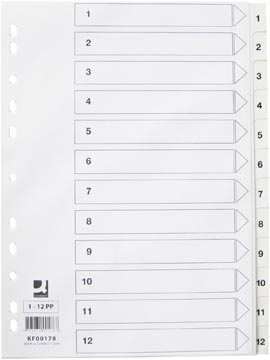 Intercalaires 12 ongelets pp blanc a4