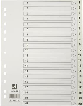 Intercalaires 1-20 ongelets pp blanc a4