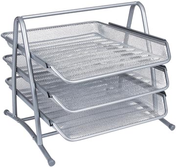 Q-CONNECT 3 bacs à courrier, métal mesh, ft A4, argent