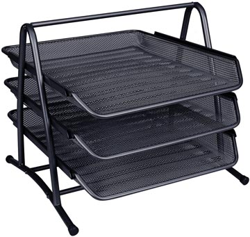 Set 3 brievenbakjes mesh metaal a4 zwart q-connect