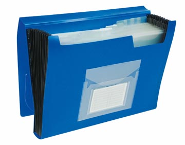 Organisateur frontal avec fermeture élastique 13 compartiments transparent bleue q-connect