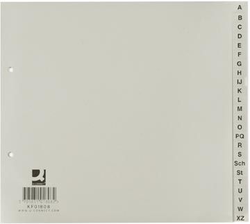 Q-CONNECT intercalaires, ft 21 x 23 cm, PP, 2 trous, jeu de A-Z, gris