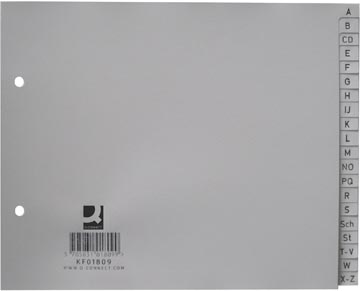Intercalaires pp a-z 20 onglets 2 trous 18 x 22,5 cm gris q-connect