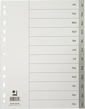 Intercalaires pp jan-déc a4 perforation gris q-connect