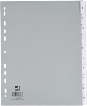 Q-CONNECT intercalaires, A4, PP, 11 trous, 10 onglets, gris