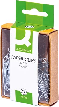 Q-CONNECT papierklemmen, 32 mm, doos van 75 stuks, ophangbaar