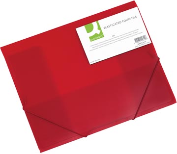Elastomap met kleppen en elastieken transparant pp a4 rood q-connect