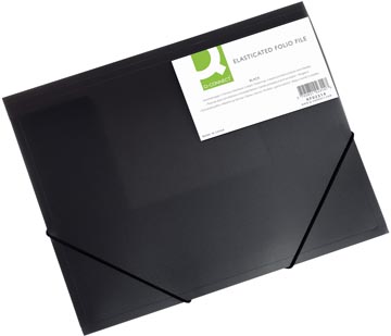 Elastomap met kleppen en elastieken transparant pp a4 zwart q-connect