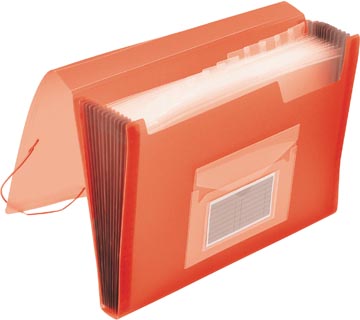 Organisateur frontal avec fermeture élastique 13 compartiments transparent rouge q-connect