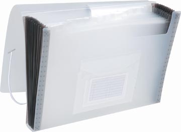 Q-CONNECT trieur, A4, PP transparent, avec 13 compartiments, fermeture à élastiques, transparent