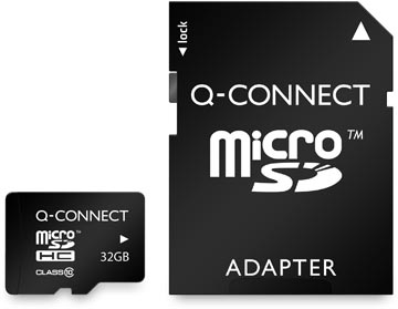 Microsd geheugenkaart, met sd-adaptor 32 gb q-connect