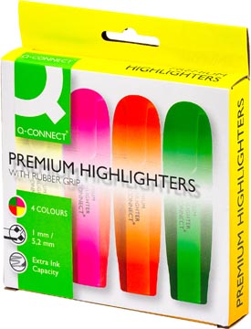 Etui 4 markeerstiften premium  assorti q-connect