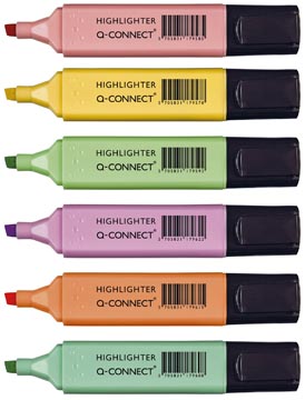 Etui 6 markeerstiften pastel assorti q-connect