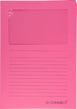Q-CONNECT pochette coin à fenêtre, 120 g/m², A4, paquet de 100 pièces, rose