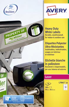 D.20 vel weerbestendige etiketten 99 x 38  mm 14 etiket/vel avery