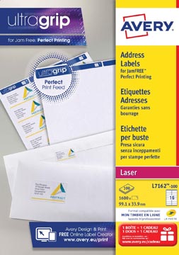 D.100 vel etiketten 99,1 x 33,9 mm 16 etiketten/vel avery