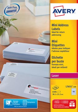 D.100 vel etiketten 38,1 x 21,2 mm 65 etiket/vel avery