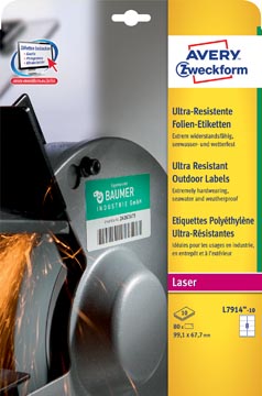 D.10 vel weerbestendige etiketten 99 x 67 mm 8 etiket/vel avery