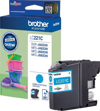 Brother cartouche d'encre, 260 pages, OEM LC-221CBP, cyan
