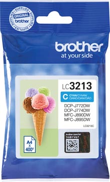 Brother cartouche d'encre, 400 pages, OEM LC-3213C, cyan