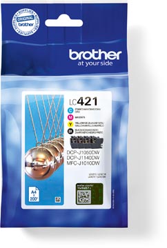 Brother cartouche d'encre,  200 pages, OEM LC-421VAL, 4 couleurs