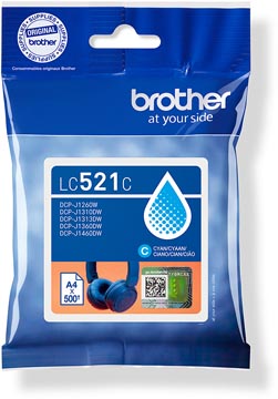 Brother cartouche d"encre, 500 pages, OEM LC-521C, cyan