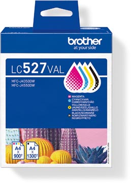 Brother cartouche d"encre, 900 - 1.300 pages, OEM LC-527VAL, 4 couleurs
