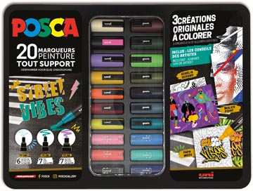 D.20 paintmarkers metalen doos ontwerp street vibes assorti posca
