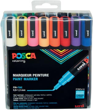 Etui 16 marqeurs pc3m assorti posca