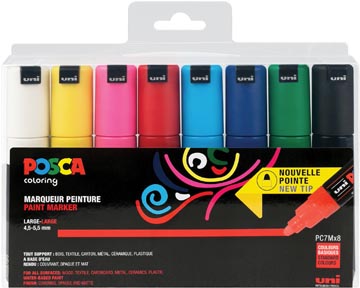 Set 8 paintmarkers pc-7m geassorteerd uni-posca