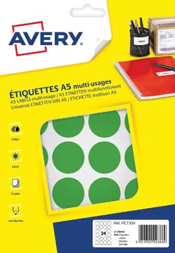 Blister 240 etiketten diam. 30 mm groen avery