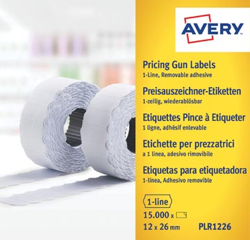 D.10 rollen x 1500 etiketten afneembaar voor prijstang 12 x 26 mm wit avery