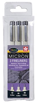 Sakura Fineliner Pigma, zwart, 3 stuks